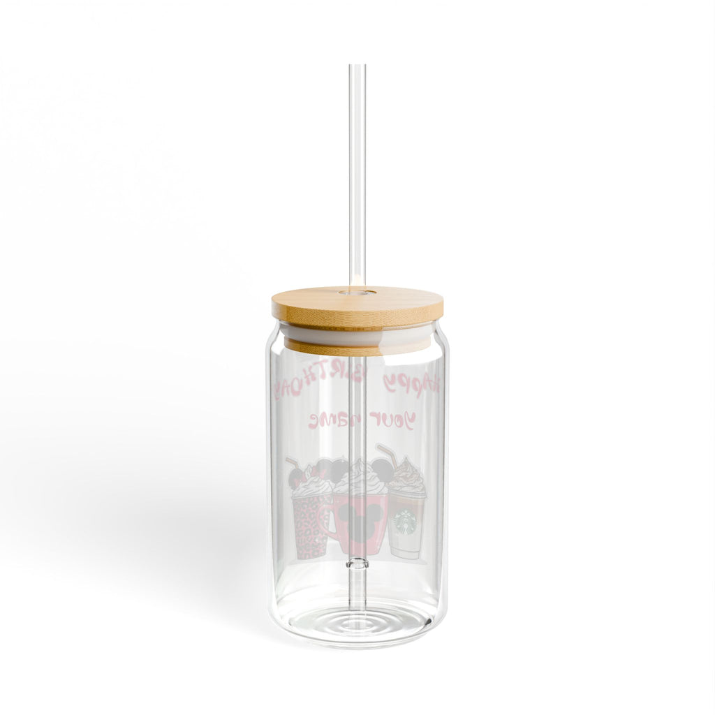 VASO SIPPER PERSONALIZADO "HAPPY BIRTHDAY" - DISEÑO BEBIDAS CUTE Sipper Glass, 16oz