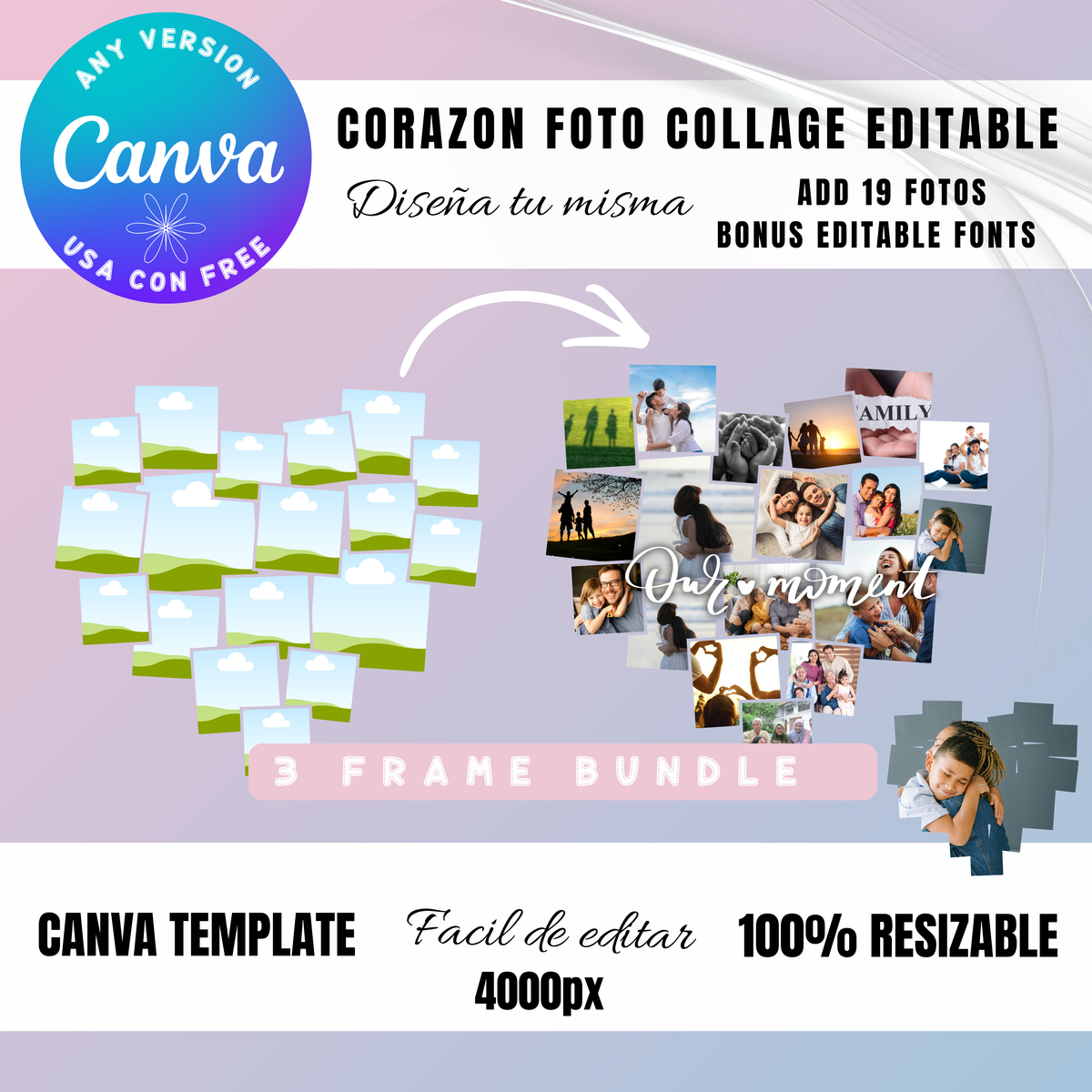 Corazon foto Collage Template