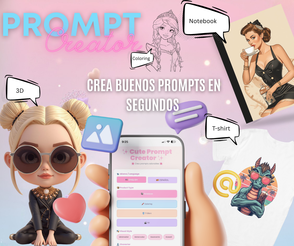 Ultimate Cartoon Prompt Builder –Generador de Prompt 4 en 1